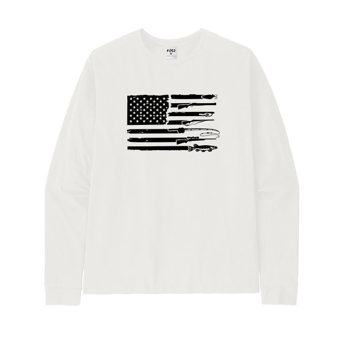 Hunting Fishing and American Flag Long Sleeve T-Shirt