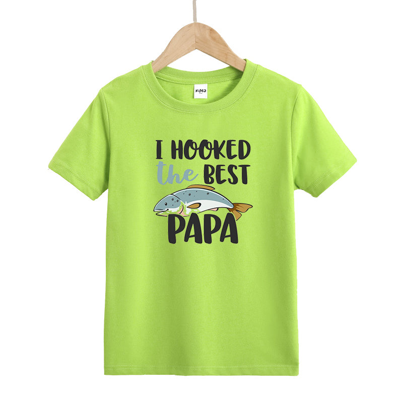 I Hooked the Best Papa Kid's T-Shirts