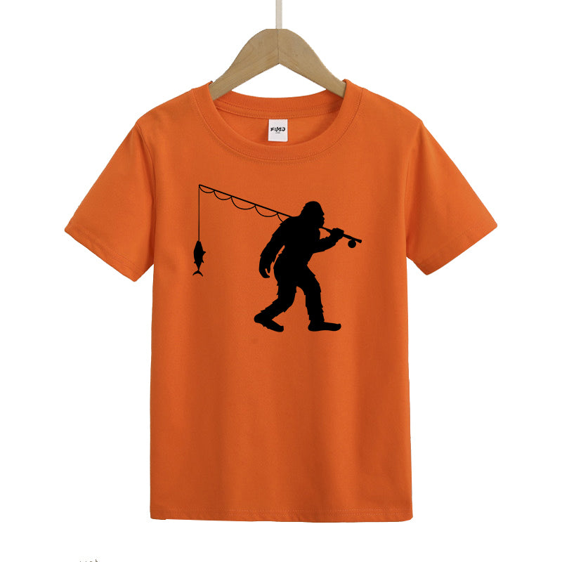 Bigfoot Fishing Kids T-Shirt