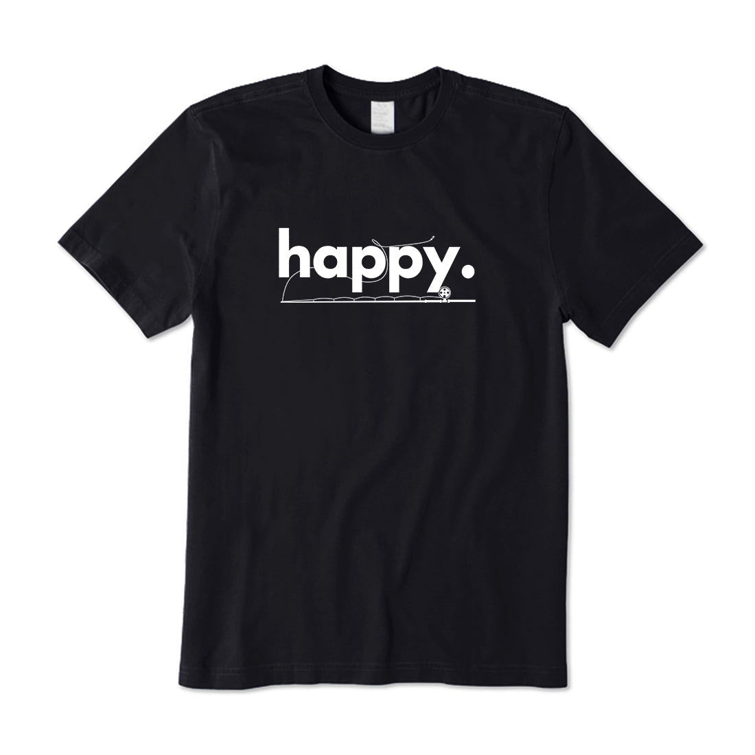 Happy with Fishing Rod T-Shirt