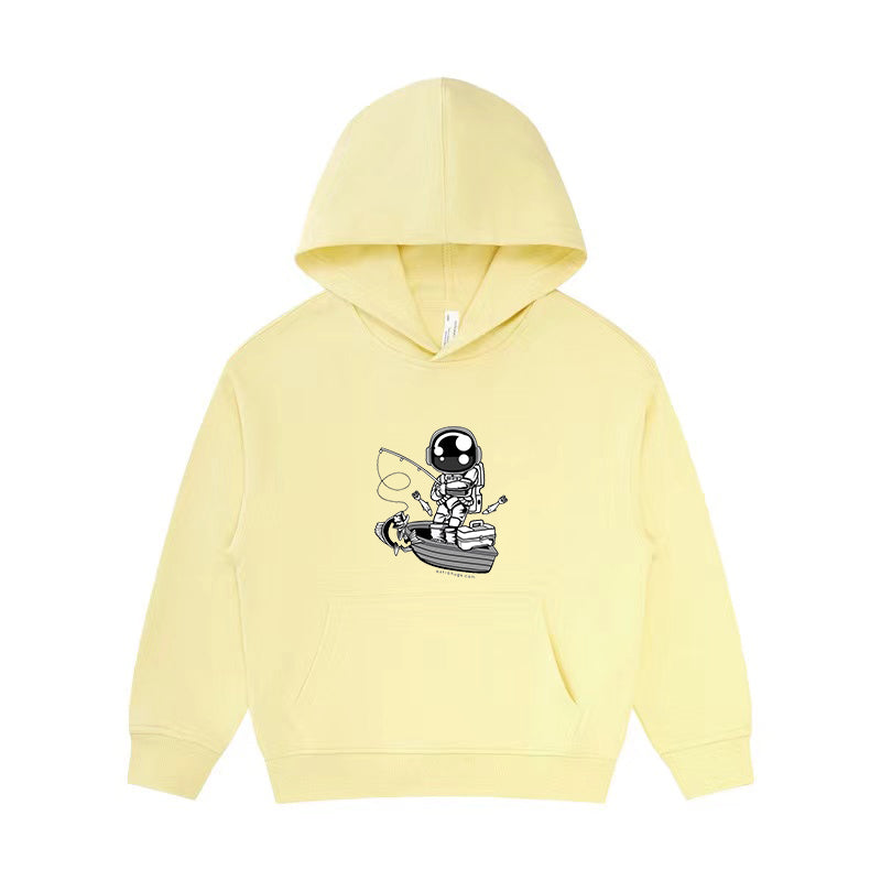 Astronaut Fishing on Boat Kid's Hoodie