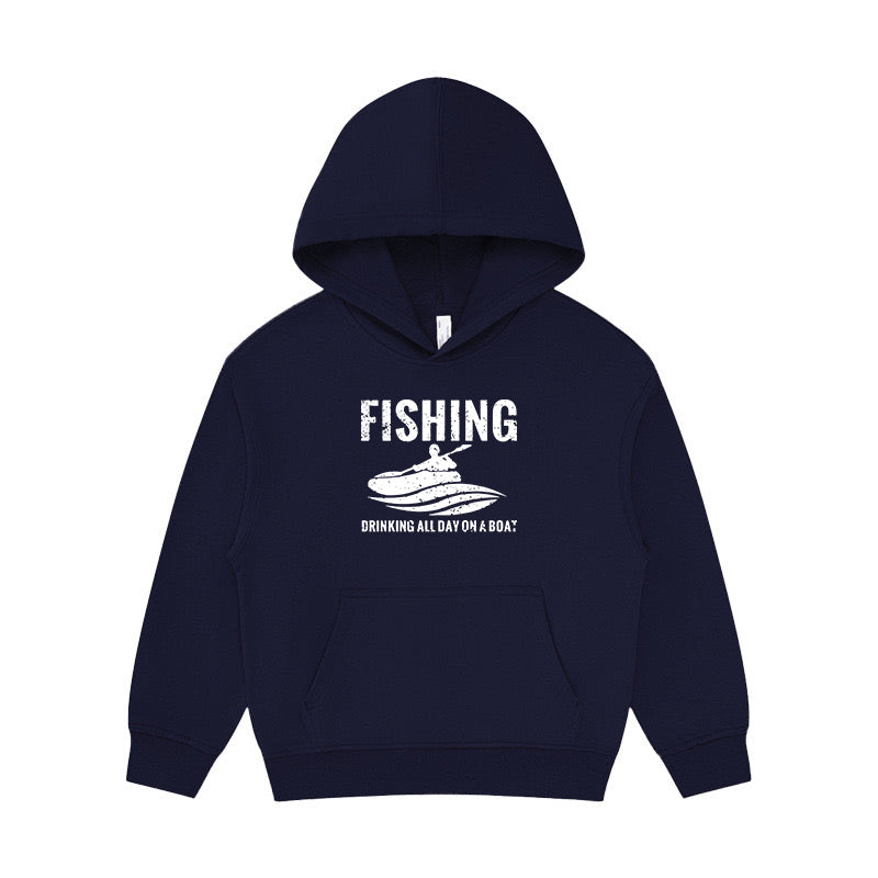 Fishing and Drinking All Day on A Boat Kid's Hoodie