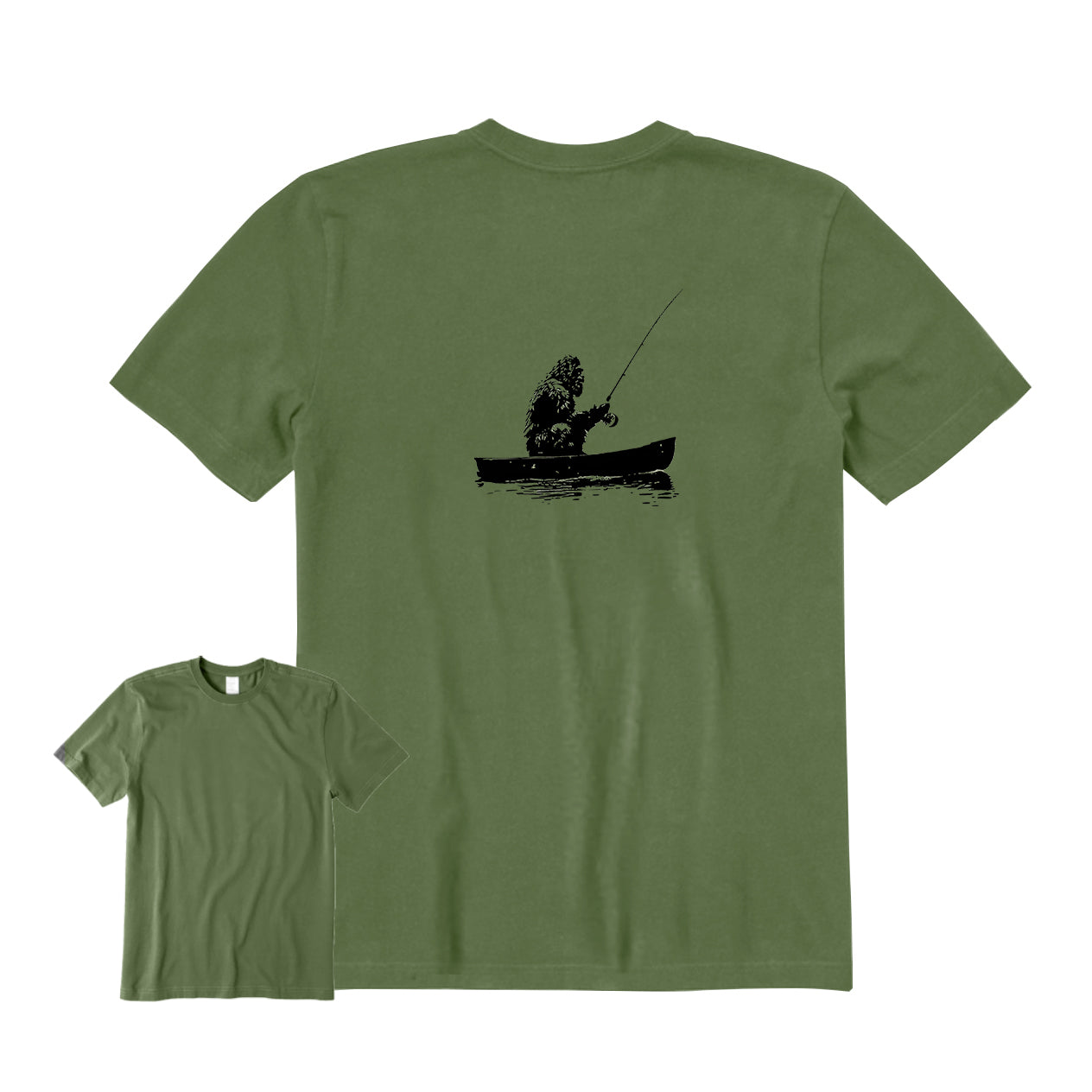 Bigfoot Fishing on Boat Back Graphic T-Shirt