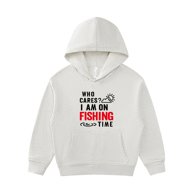 I Am on Fishing Time Kid's Hoodie