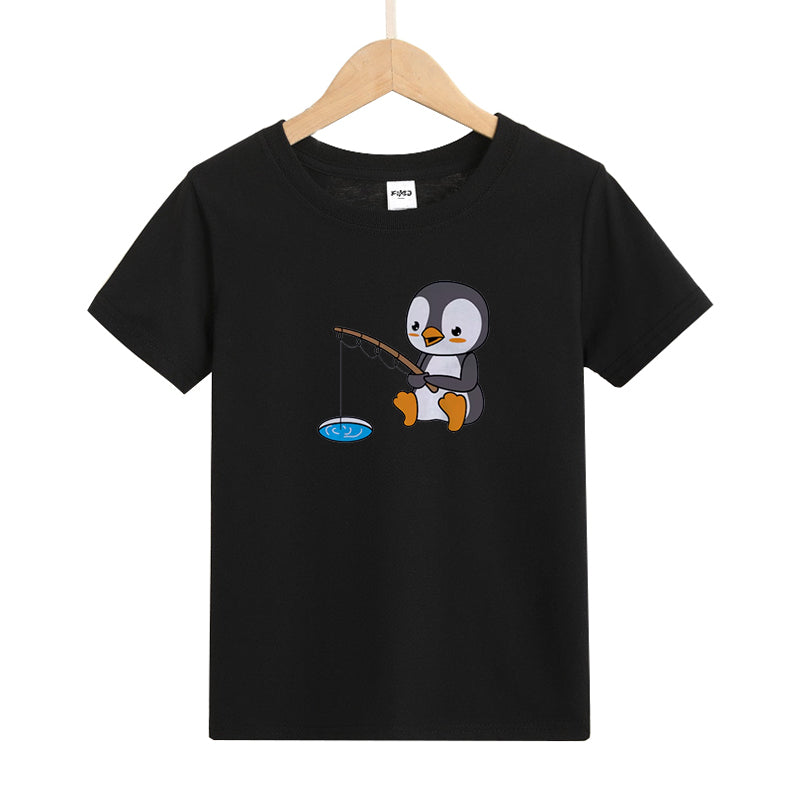 Penguin Ice Fishing Kid's T-Shirts