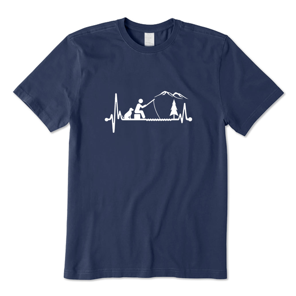 With Dog Fishing Heartbeat Lifeline T-Shirt