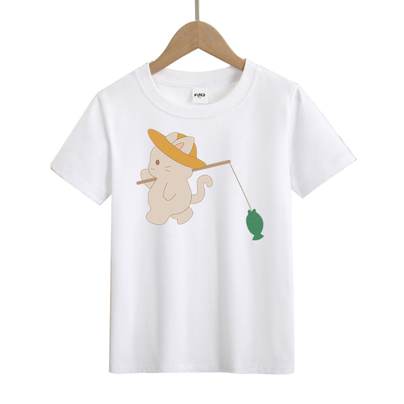 Cat Fishing Kid's T-Shirts