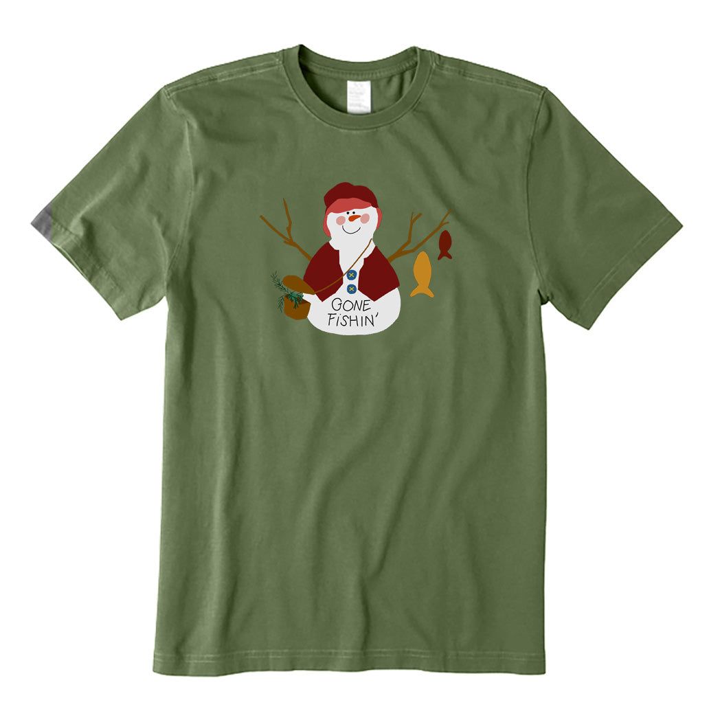 Snowman Gone Fishing T-Shirt