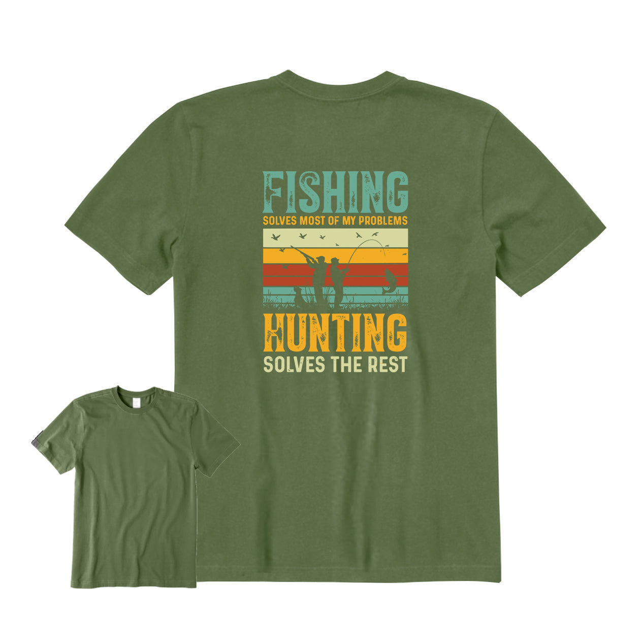 Fishing Hunting Solves The Rest Back Graphic T-Shirt