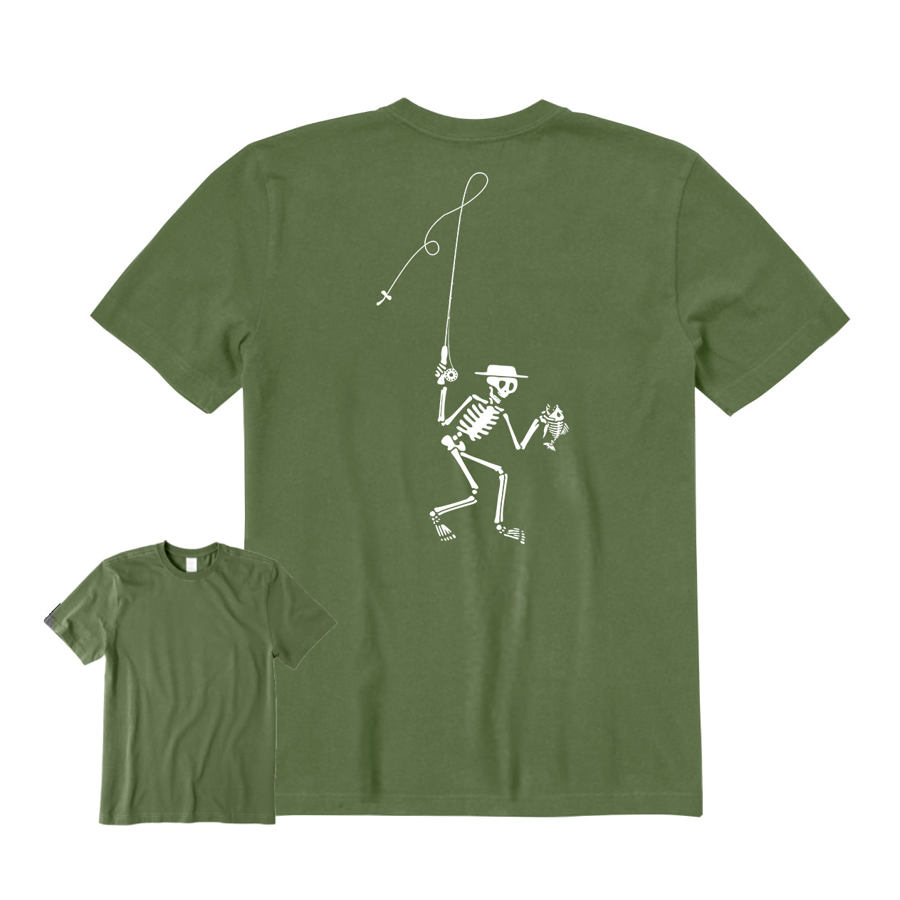 FLY FISHING SKELETON Back Graphic T-Shirt