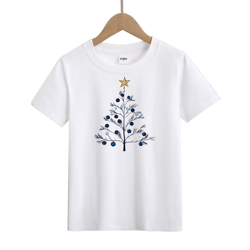 Blue Gold Christmas Tree Kids T-Shirt