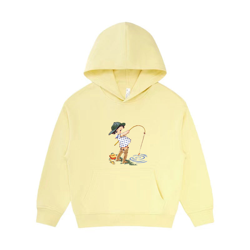 Girl in Waders Fishes Kid's Hoodie