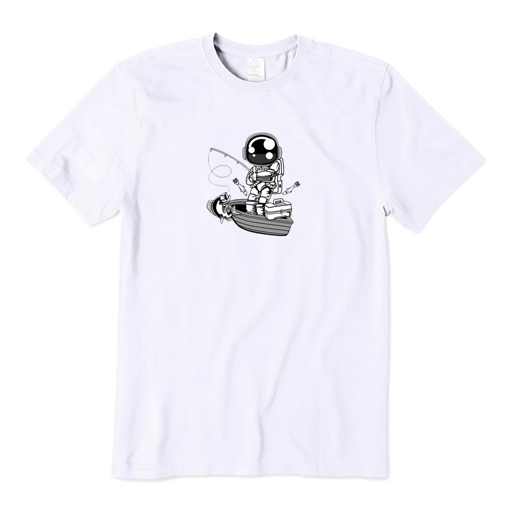 Astronaut Fishing on Boat T-Shirt