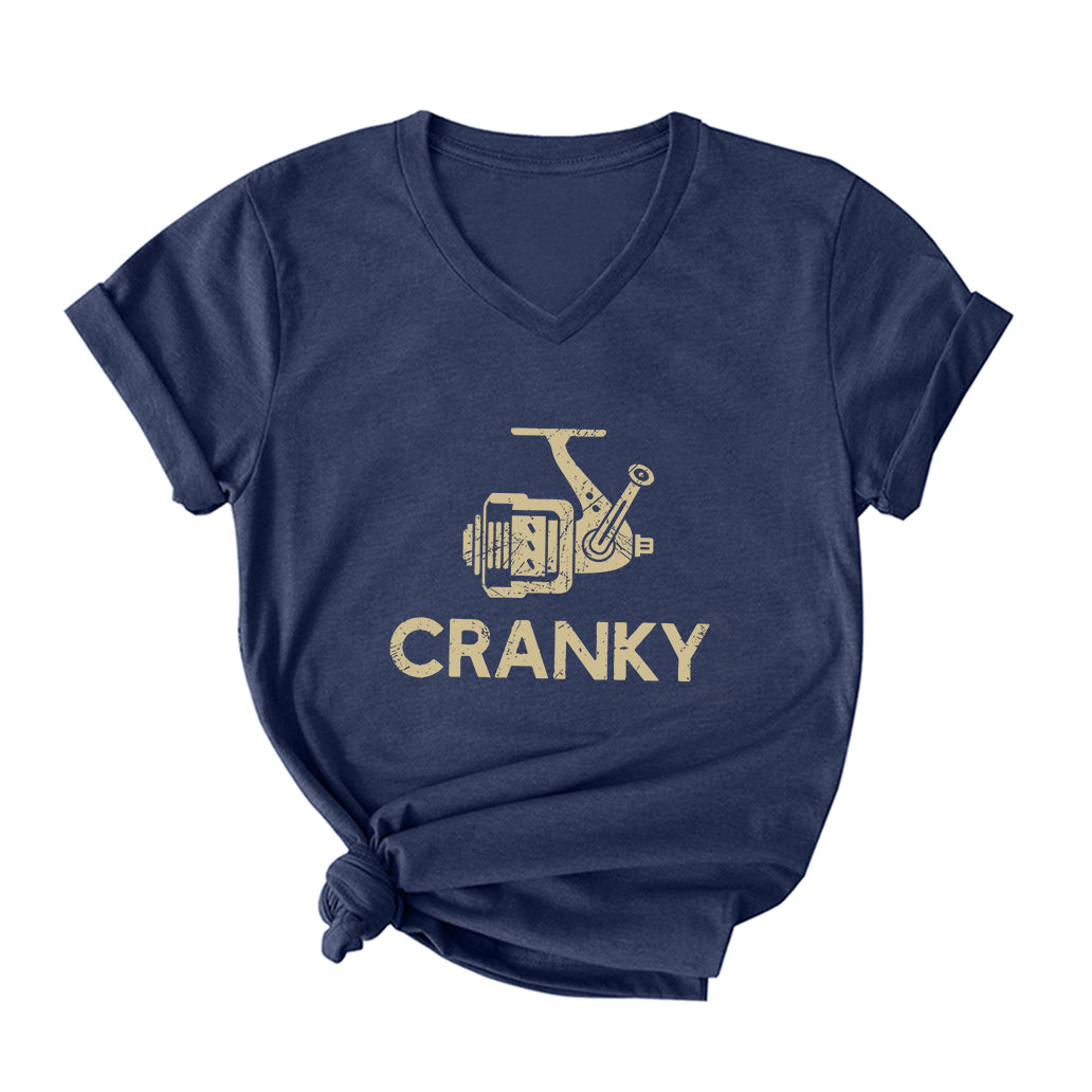 Cranky Fishing V Neck T-Shirt for Women