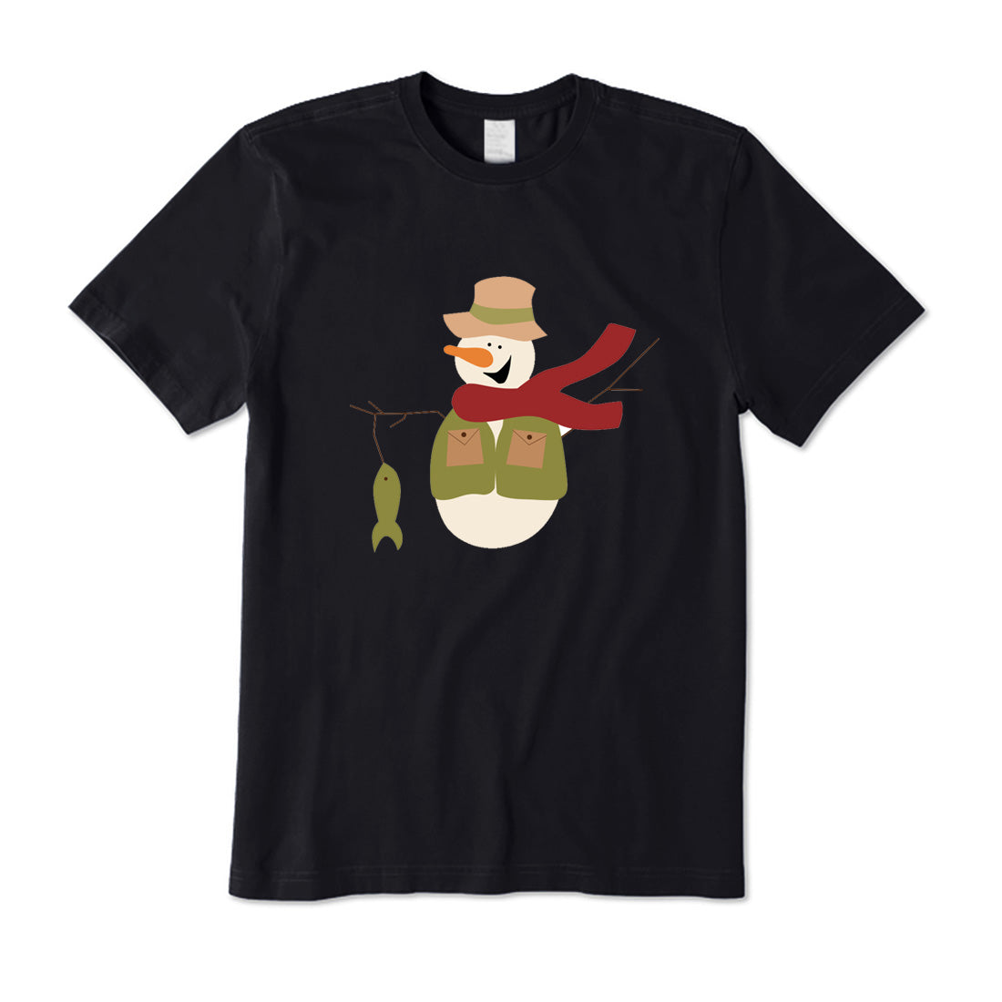 Fishing Snowman T-Shirt