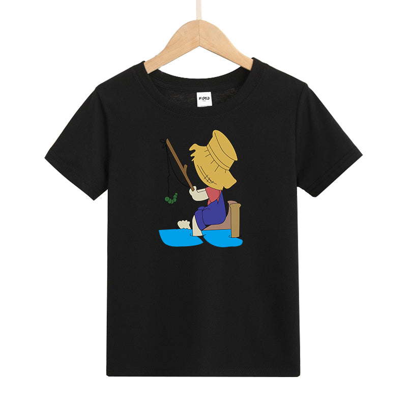 Girl fishing Kid's T-Shirts