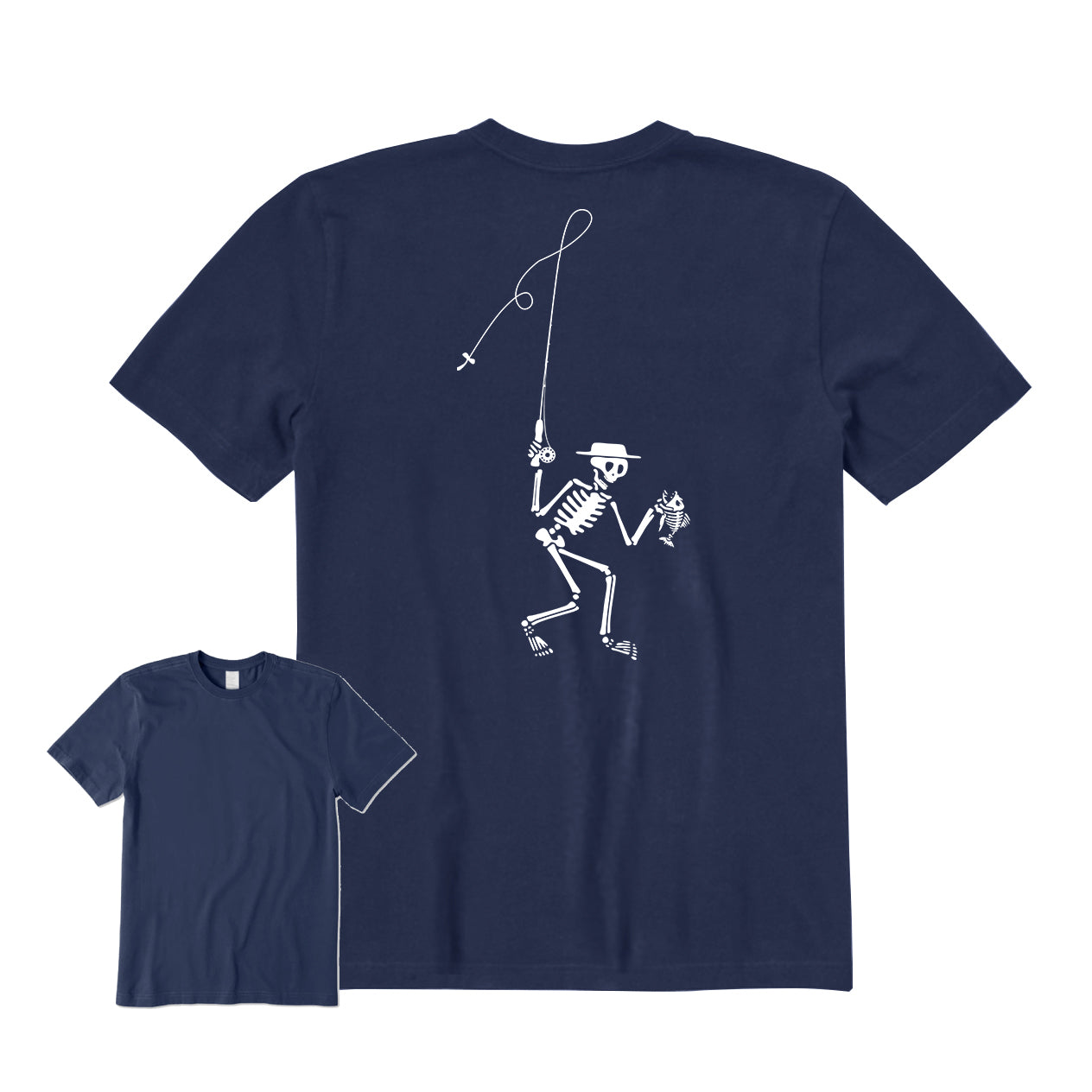 FLY FISHING SKELETON Back Graphic T-Shirt