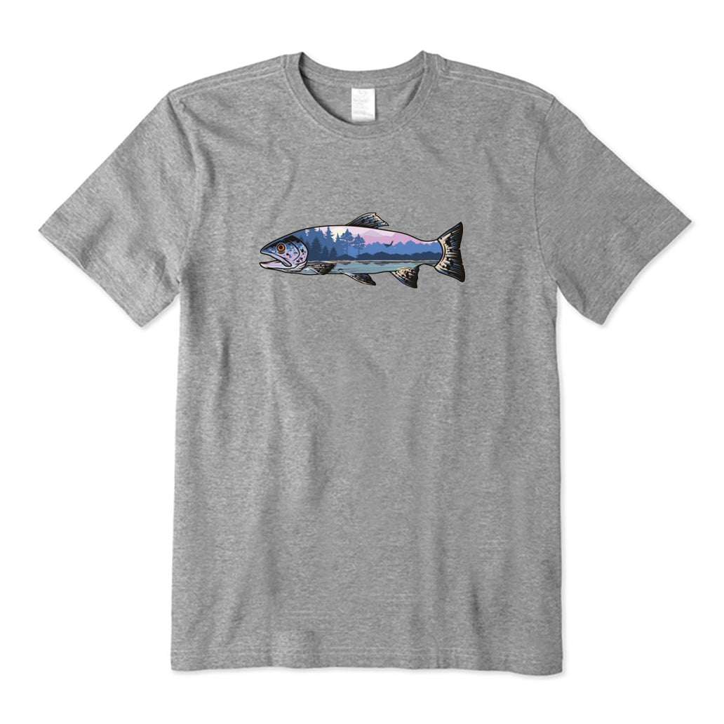 Trout and Mountain Landscape T-Shirt