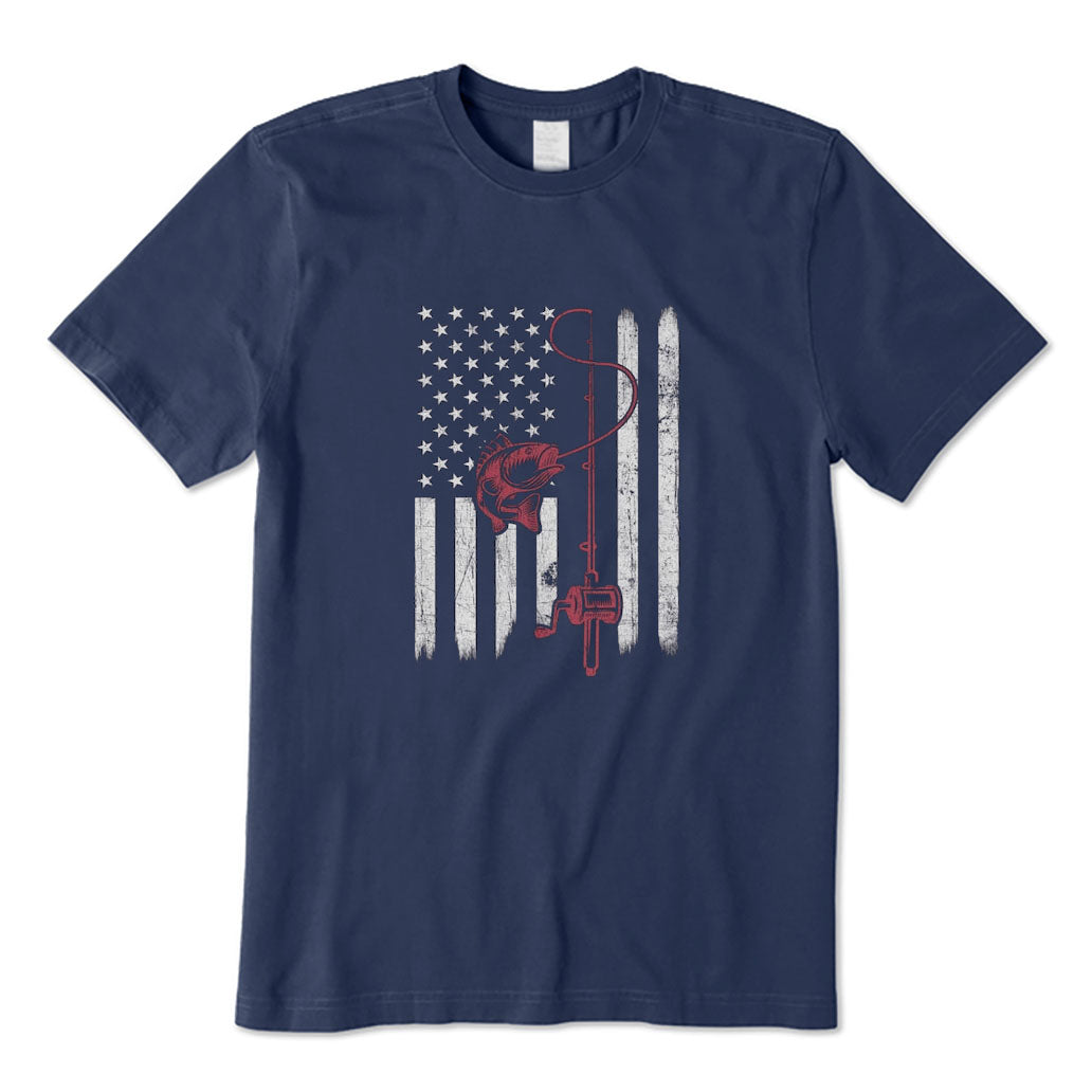 American Flag Bass Fishing T-Shirt