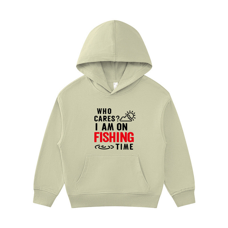 I Am on Fishing Time Kid's Hoodie