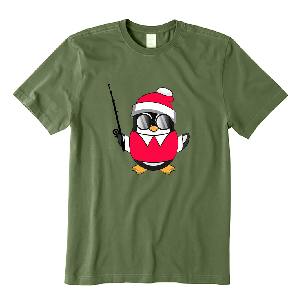 Christmas Penguin Fishing T-Shirt