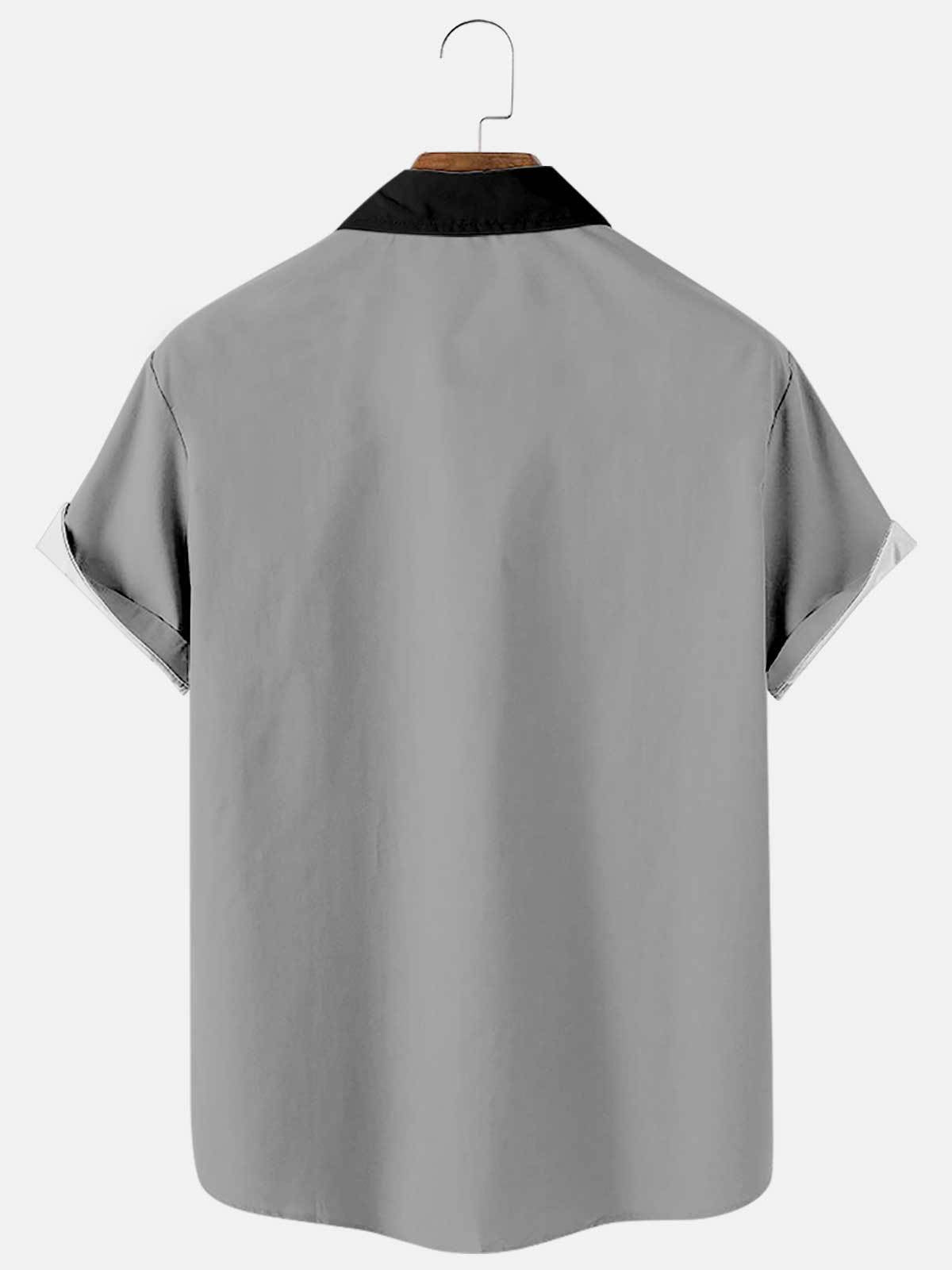 Black Lines Lapel Summer Casual Shirt for Men