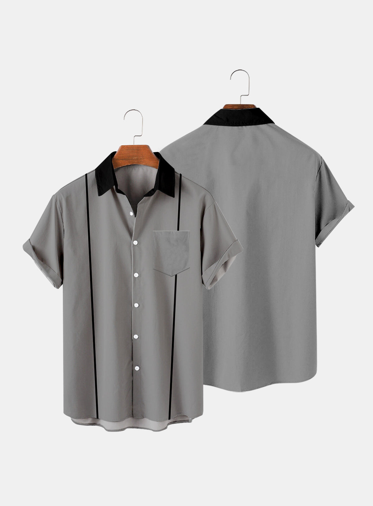 Black Lines Lapel Summer Casual Shirt for Men