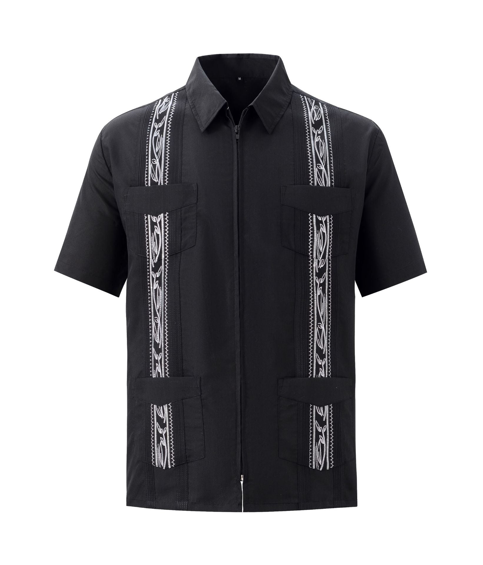 Four Pocket Embroidered Zipper Shirt for Men