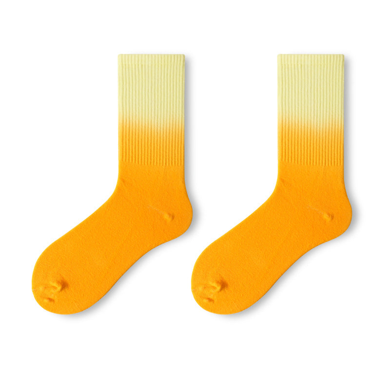 Gradient Color Socks 5 Pack-yellow gradient orange
