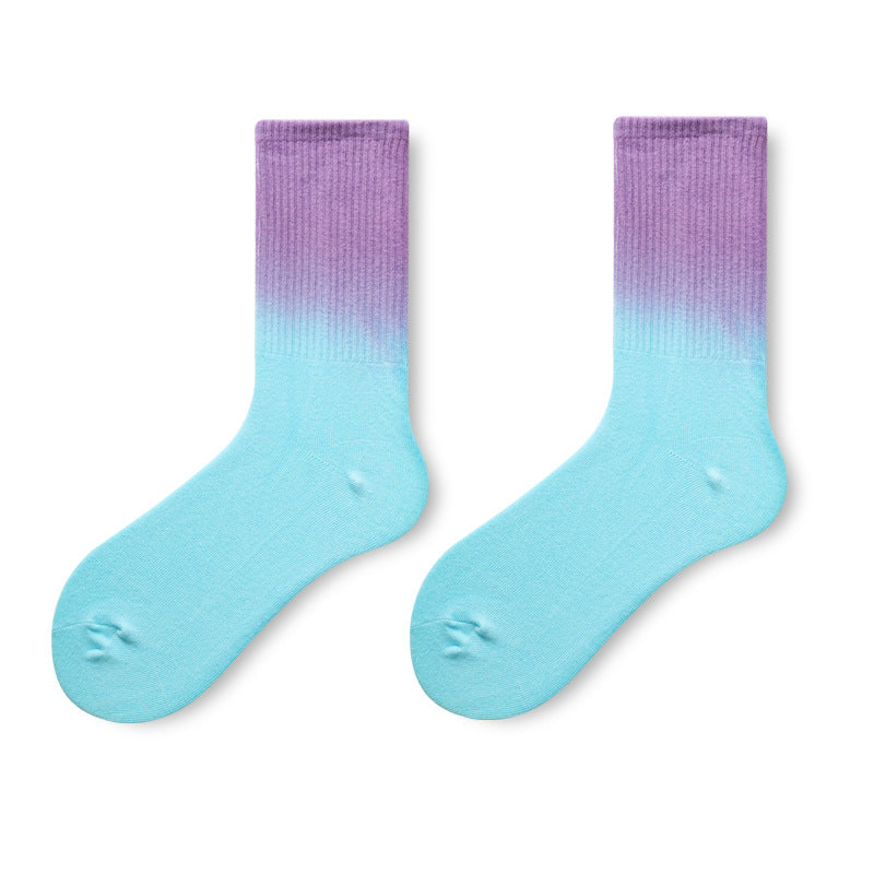 Gradient Color Socks 5 Pack-purple gradient blue