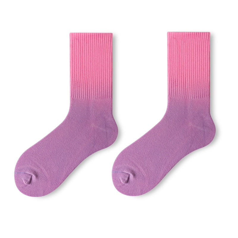 Gradient Color Socks 5 Pack-pink gradient purple