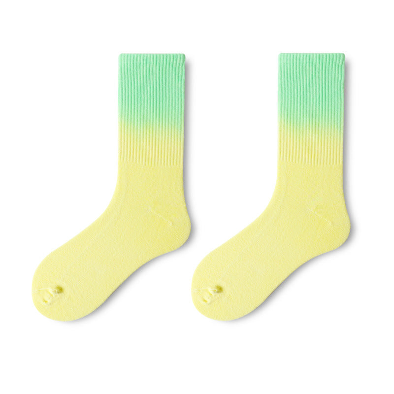 Gradient Color Socks 5 Pack-green gradient yellow