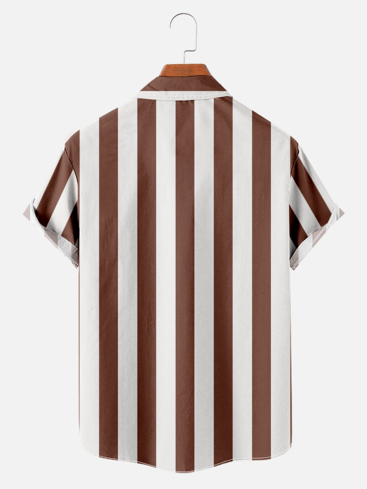 Coconut Tree Logo Solid Color Vertical Stripes Summer Casual Shirt for Men