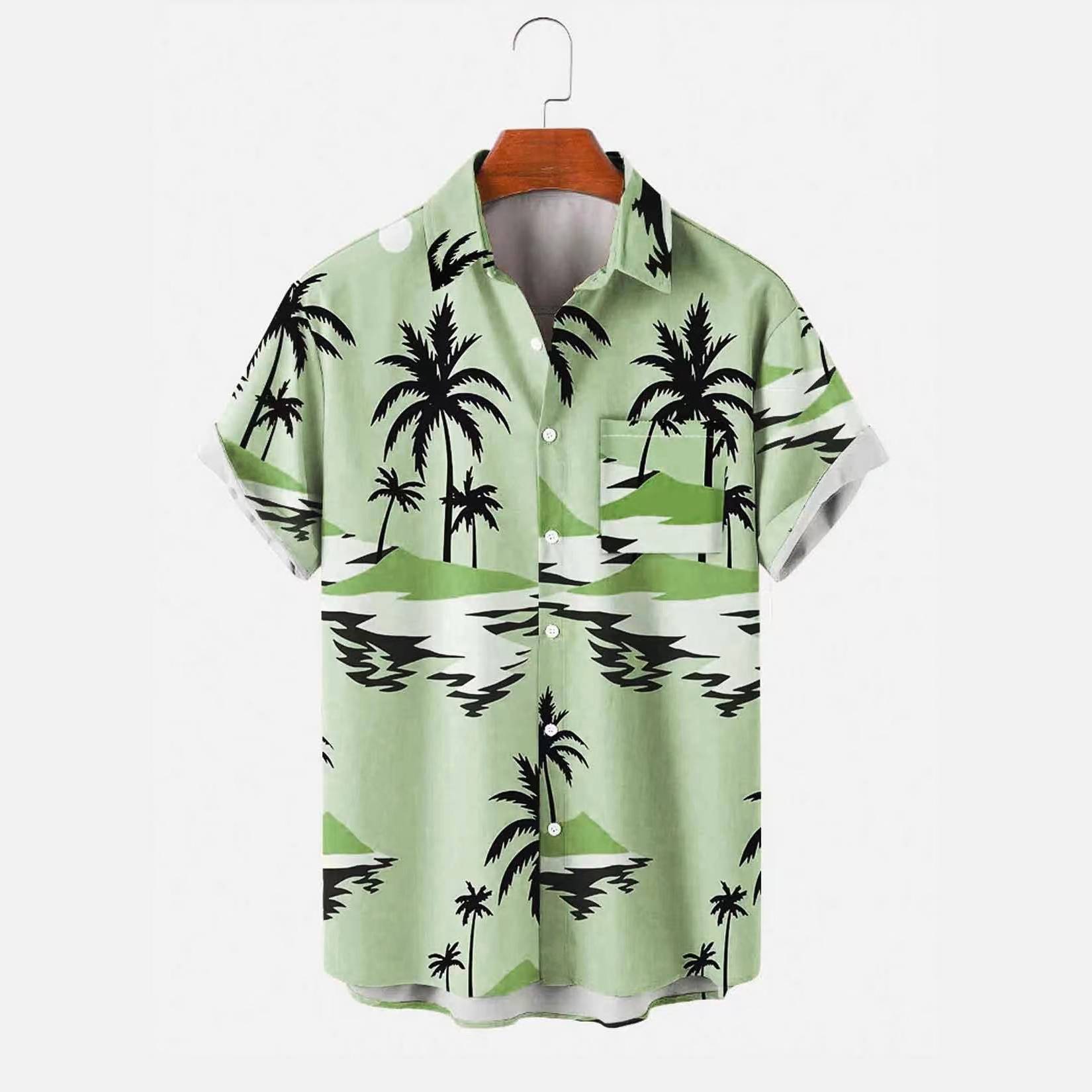 Island Pattern Hawaiian Shirt for Men