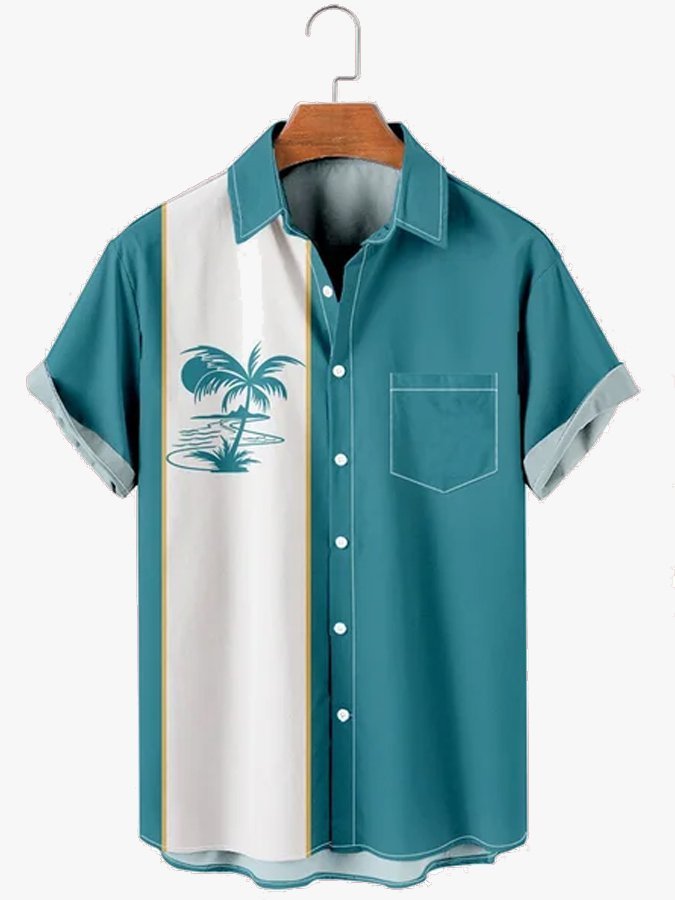 Coconut Tree and Sunset Causal Shirt for Men